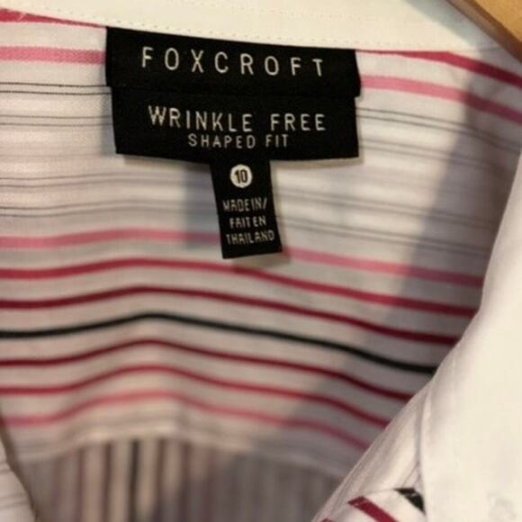 Foxcroft Women's Wrinkle Free Pink Striped Button Down Shirt Size 10 - Picture 3 of 5